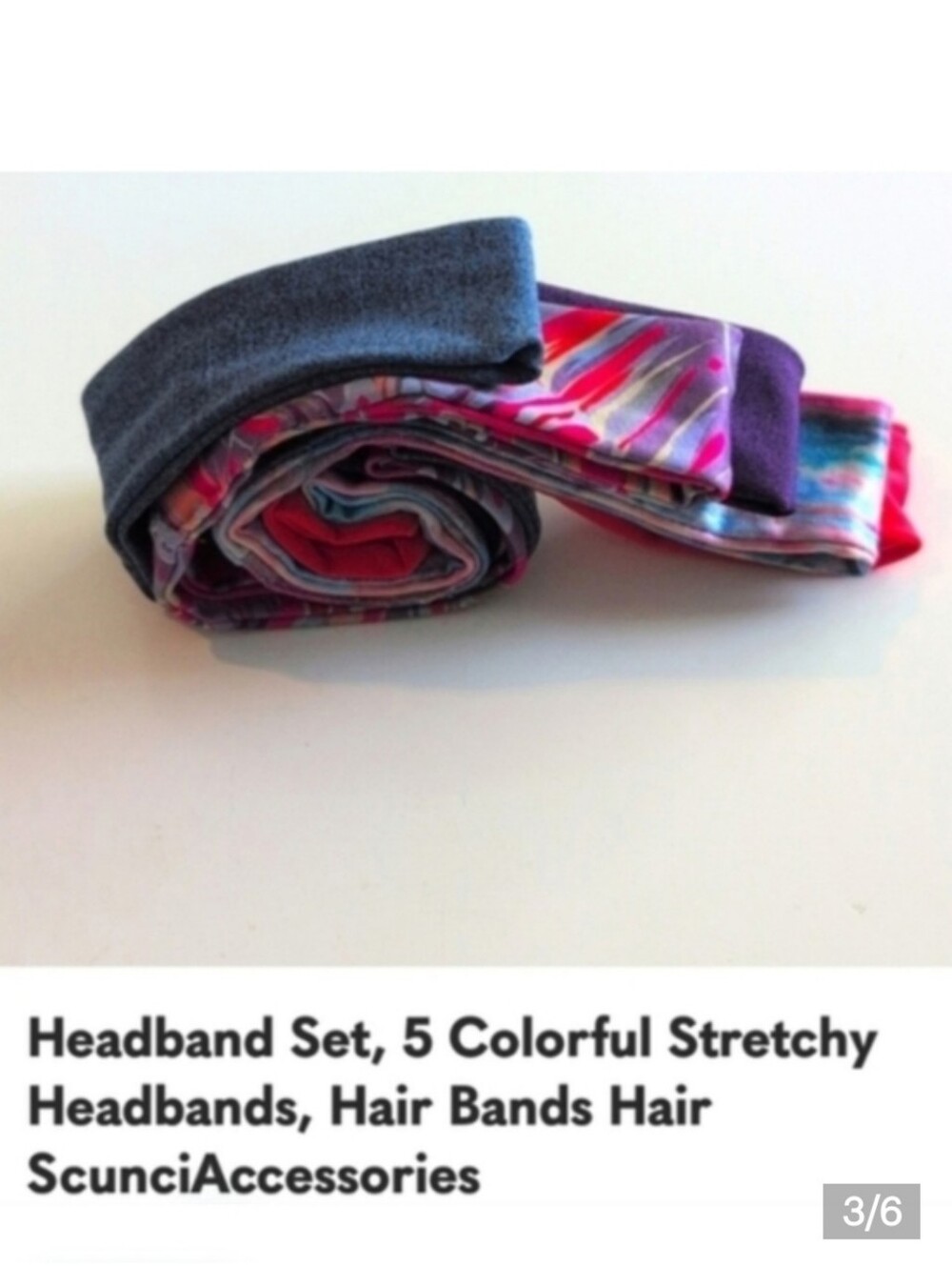 5 Headband Colorful Elastic Hair Bands Hair Accessories Pink Purple Preppy - Picture 5 of 5